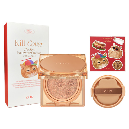 Kill Cover The New Founwear Cushion x Koshort in Seoul Limited Edition #02 Lingerie 15g + refill (Cushion + Refill + Cats Block Sticker) (สินค้าจริงจะไม่มี Concealer ภายในกล่อง) เซ็ตคุชชั่นน่ารักลายน้อนแงว ให้งานผิวสวยมั่นใจ ตลอด 72 ชั่วโมง